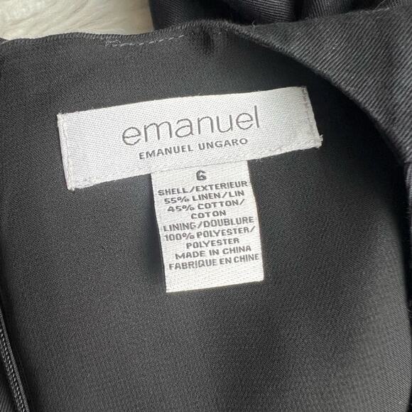 EMANUEL UNGARO BLACK LINNEN SLEEVELESS KNEE LENGTH DRESS SIZE 6 - Picture 5 of 5